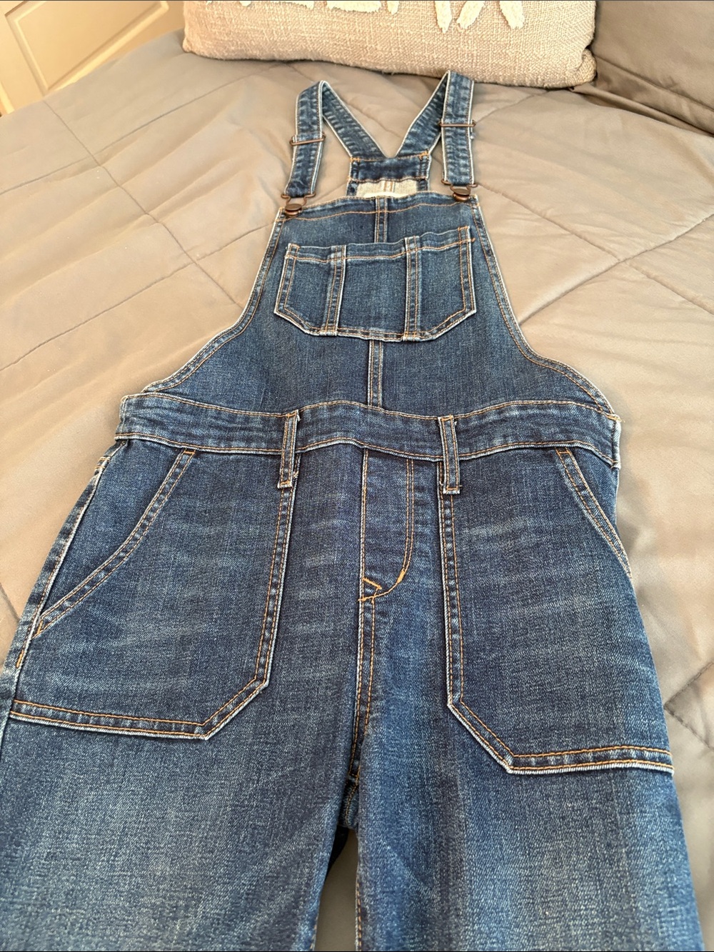New Denim Flare Overalls Medium Wash Old Navy 2 Jumpsuit Dungarees Boho Retro XS - Picture 5 of 11